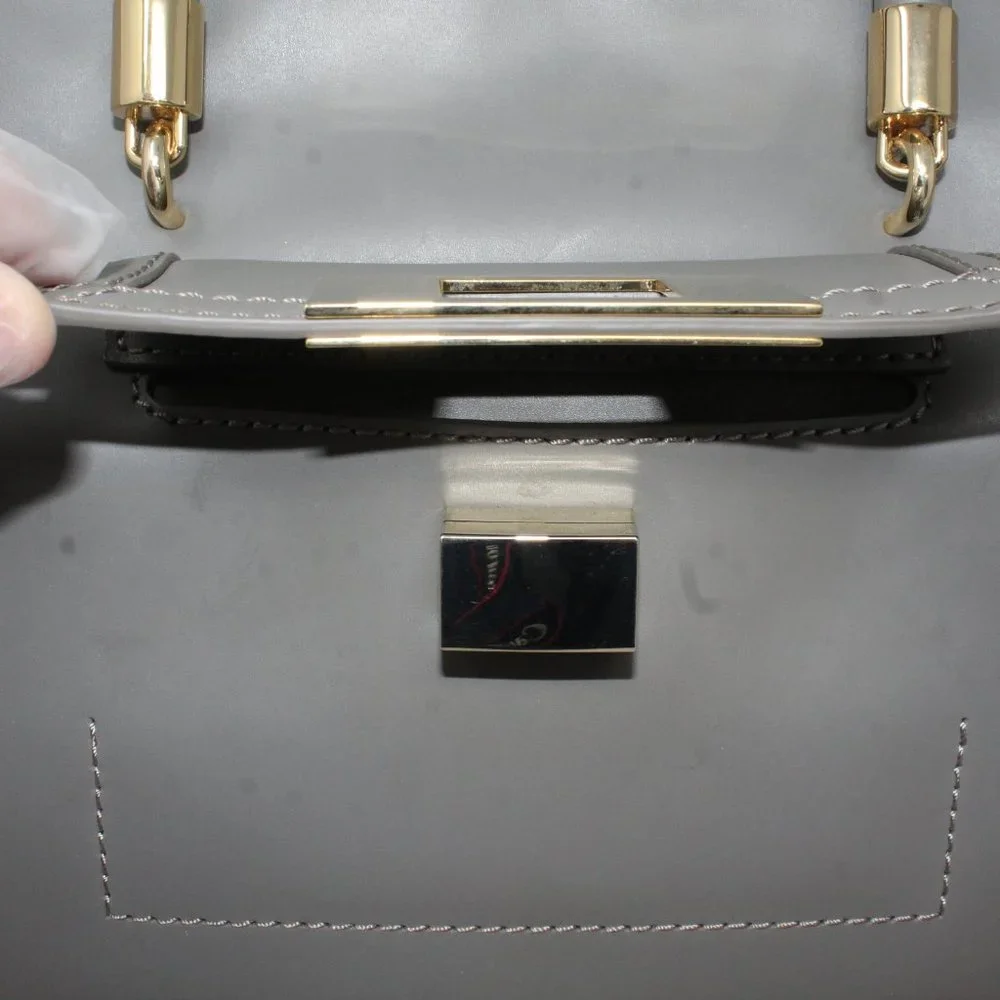 Sass & Bide Satchel Bag The Ember Gray Pocketed Zippered Orange Strap Purse Lux - Picture 10 of 11
